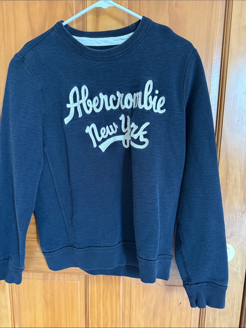 Abercrombie & Fitch Navy Sweatshirt with White Script Logo
